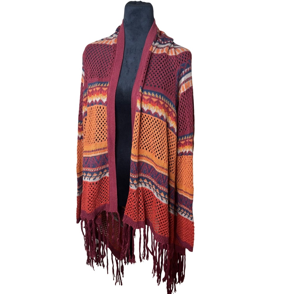 Torrid Lovesick Womens Size 3 Crochet Fringe Cardigan Southwestern Boho Aztec